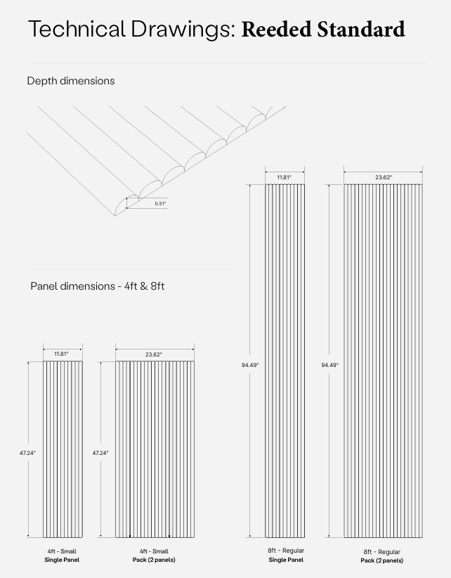 Flexible reeded panels standard